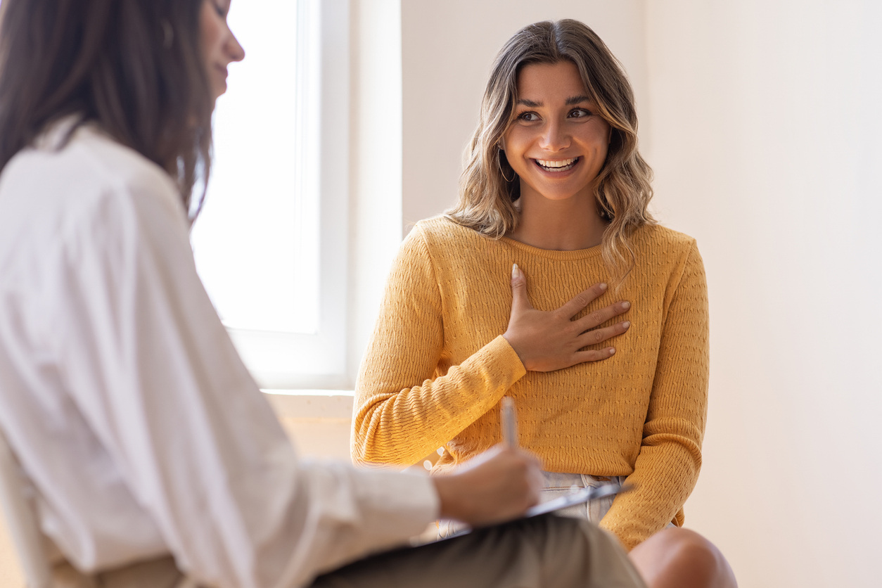 happy patient engaging with doctor